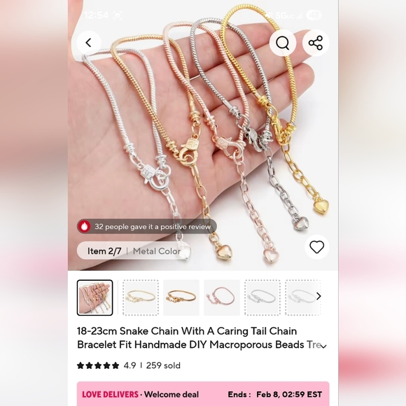 Silver Heart Charm Bracelet - Picture 7 of 8